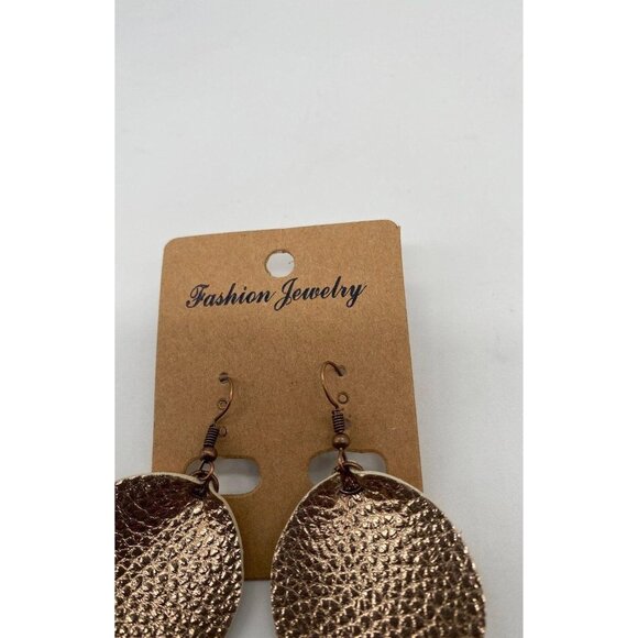 Tear Drop Women’s Rose Gold Texture Earrings Lightweight Hook Dangle - Picture 4 of 7